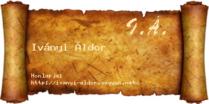 Iványi Áldor névjegykártya